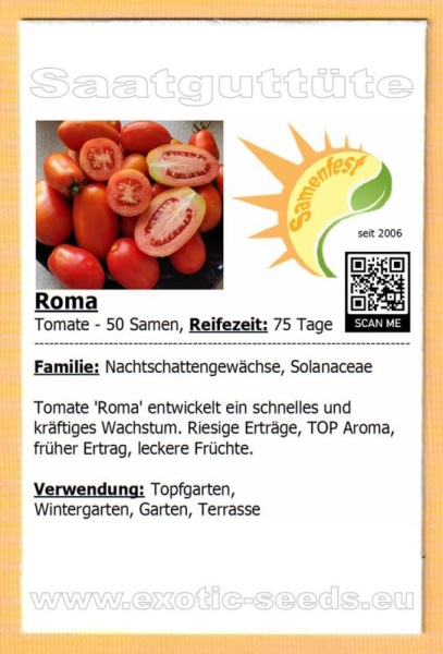 Tomate * Roma * 50 Samen